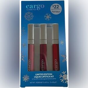 Cargo NWT Limited Edition Liquid Lipstick Kit - Nude, Berry, Red